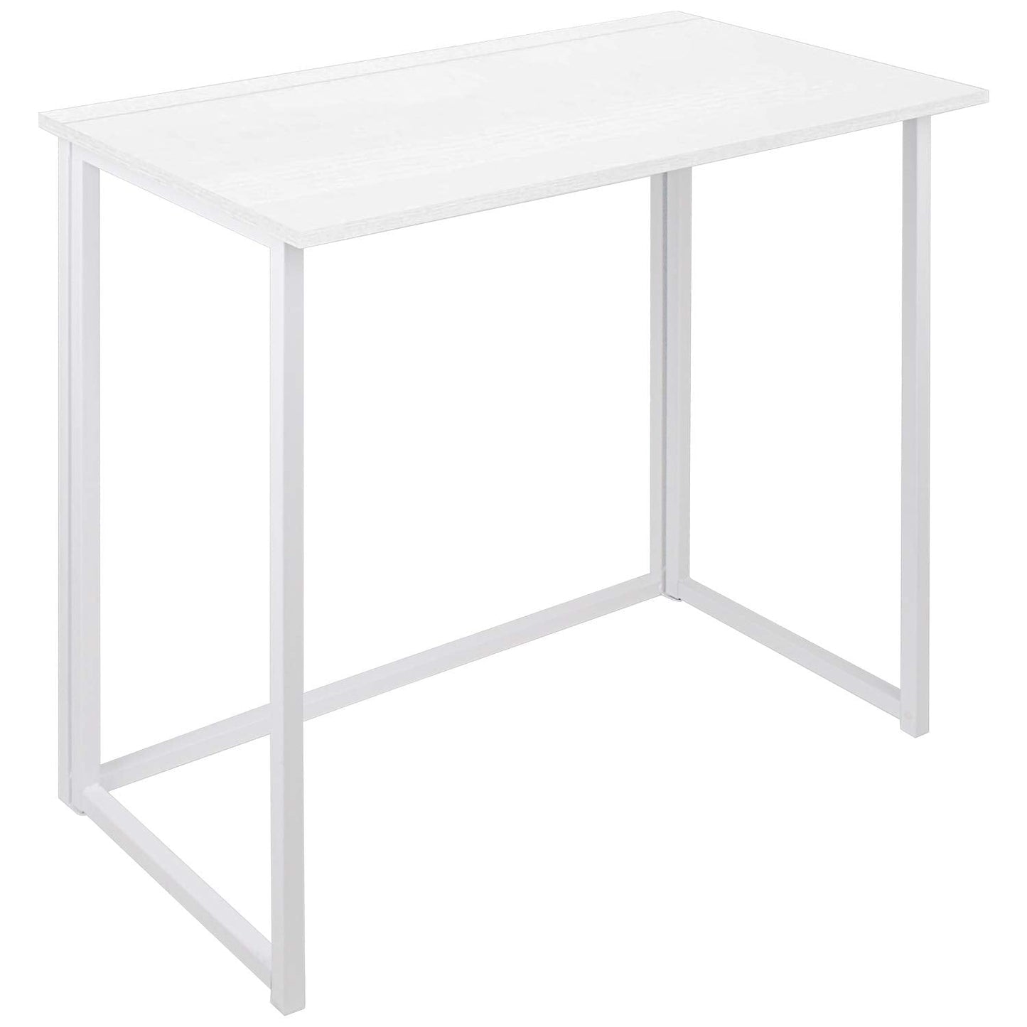 Leopard Folding Computer Desk for Small Spaces, No-Assembly Space-Saving Home Office Desk, Foldable Computer Table, Laptop Table, Writing Desk, Compact Study Reading Table (White)