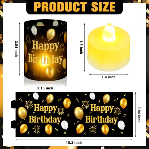 Kittmip 10 Pcs Happy Birthday Centerpieces for Tables Birthday Lantern Boxes with Tea Lights Candles Centerpieces for Tabl...