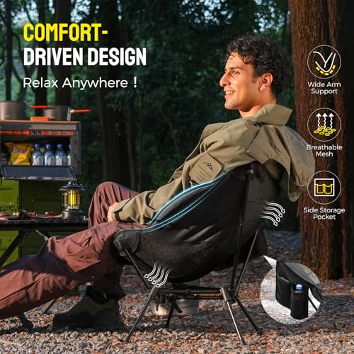 Mojest Portable Camping Chair – Compact Lightweight Folding Chair for Adults, Supports 330 lbs – Ideal for Backpacking Hik...