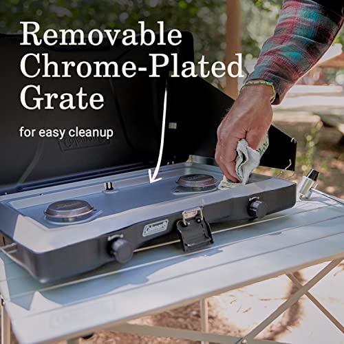 Coleman Triton 2-Burner Propane Stove, Portable Camping Cooktop with 2 Adjustable Burners & Wind Guards, 22,000 BTUs of Po...