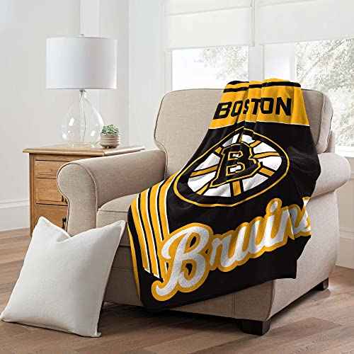 NORTHWEST Officially Licensed Boston Bruins NHL Team Throw Blanket 46¡ȡ¿60¡È ? Licensed Microfiber Throw with Hockey Logos for Fans, Dorms, Game Day Couches & Fan Caves