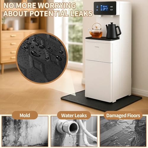 HOSASSPER Water Cooler Mat, Water Dispenser Mat, 22"x19" Non-Slip Silicone Waterproof Floor Protector for Under Water Cool...