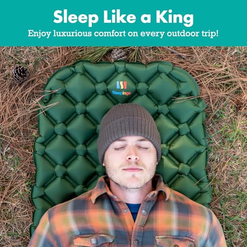 Sleepingo Ultralight Sleeping Mat - Inflatable & Compact Camping Air Mattress for Backpacking, Hiking- New