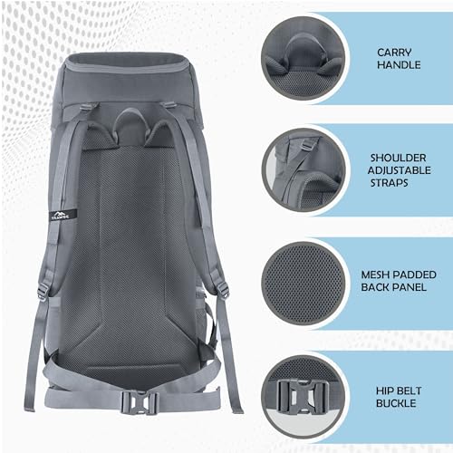 TRAWOC IGNITE 50L Travel Backpack-Front & Top Open for Hiking,Trekking, Unisex Rucksack SHK020-Grey