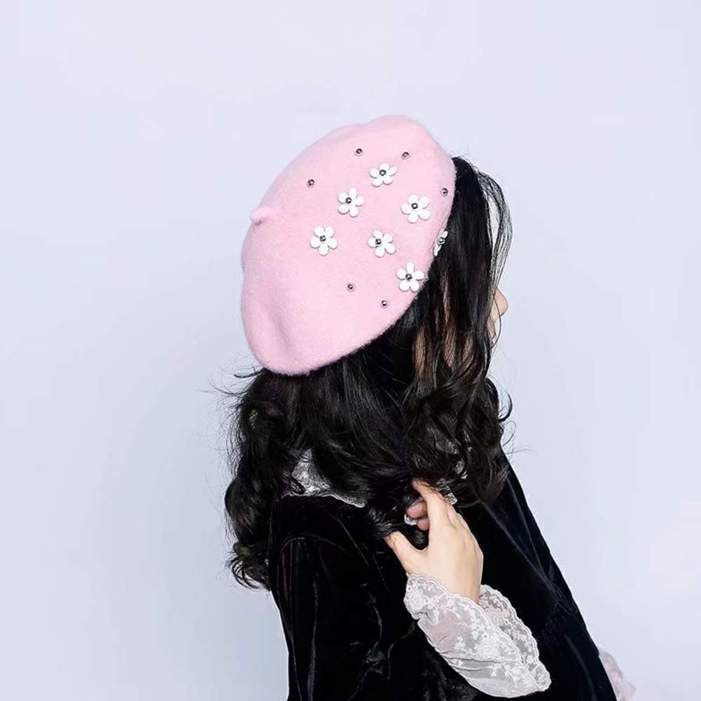 AIBEARTY Kids Girls French Pearl Beret Hat Winter Warm Artist Beanie Cap