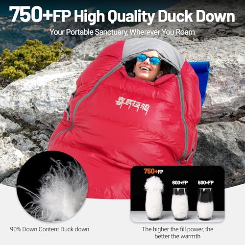 Himalaya 0 Degree Sleeping Bag for Adult Ultralight Down, -20°F-40°F, Cold Weather, Autumn & Winter, Hiking Backpacking Sl...