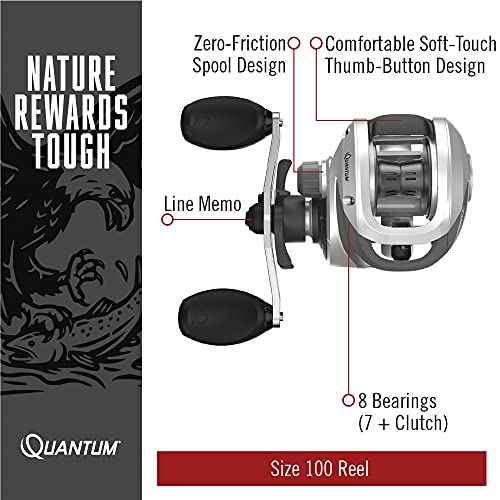 Quantum Throttle Baitcast Fishing Reel, 7 + 1 Ball Bearings with a Smooth and Powerful 6.6:1 Gear Ratio, Zero Friction Pinion, DynaMag Cast Control, and Oversized Non-Slip Handle Knobs