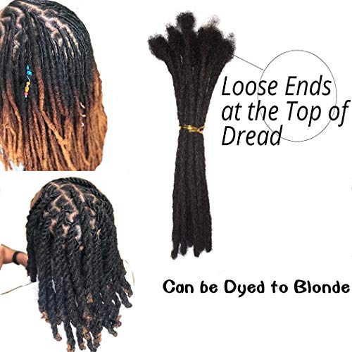 BESHINNAAUL Human Hair Handmade Permanent Dreadlocks Natural Black #1B Locs extension Small Size(diameter 0.4cm) 12inch 40 Strands/Pack