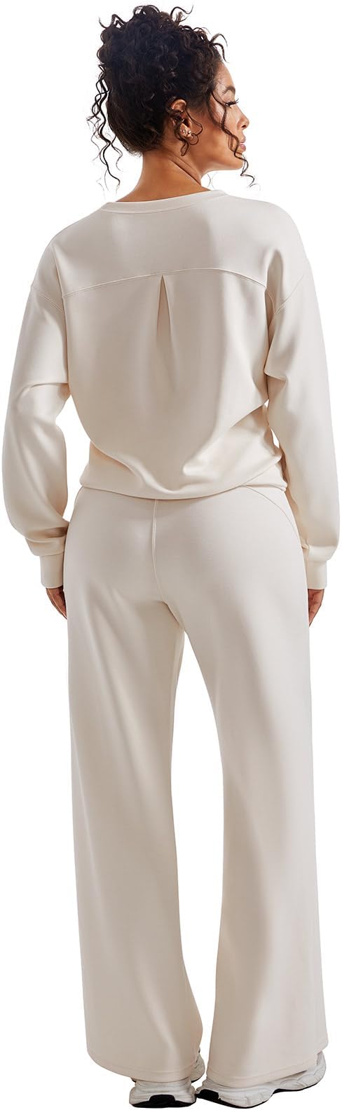 SUUKSESS Women Modal Fall 2 piece outfits Oversized Sweatshirt Wide Leg Pants