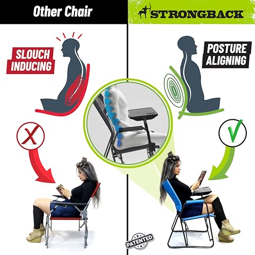 STRONGBACK Outdoor Chair Director Portable Camping Chair with Lumbar Support - Cupholder &Pocket Included - Heavy-Duty Fol...