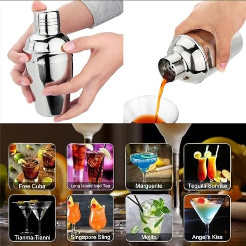 Zrorgons Stainless Steel Cocktail Shaker - Classic Martini Mixer with Built-in Strainer, Perfect for Home Bar or Bartender...