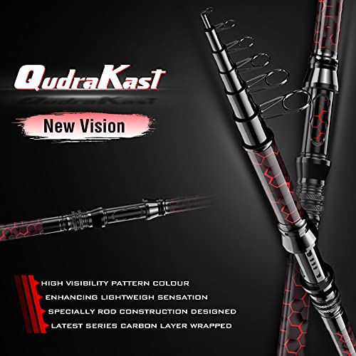 Fishing Rod and Reel Combos, Unique Design with X-Warping Painting, Carbon Fiber Telescopic Fishing Rod with Reel Combo Ki...