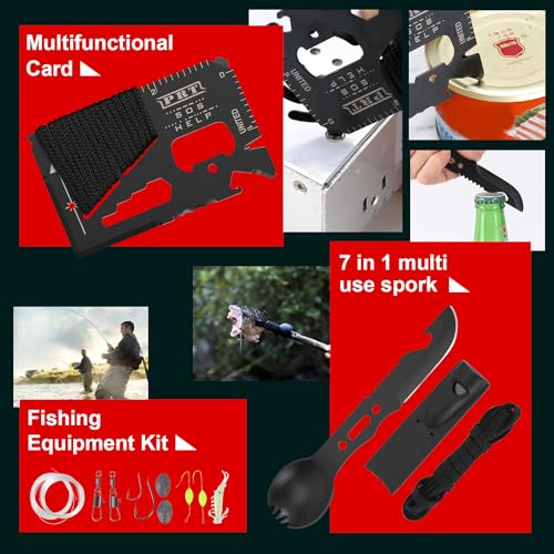 Gifts for Men, Women, Dad Christmas PIXATO Survival Kits, Survival Gear and Equipment 116-in-1, Emergency Kit with First A...
