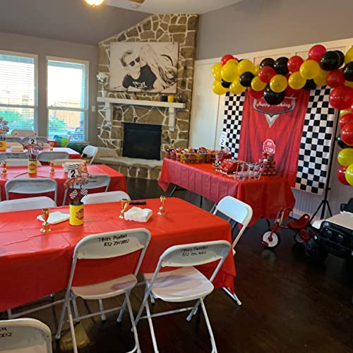 7x5ft Car Black White Grid Red Birthday Themed Backdrops Racing Flag Red Photo Backgrounds for Photography Happy Birthday ...
