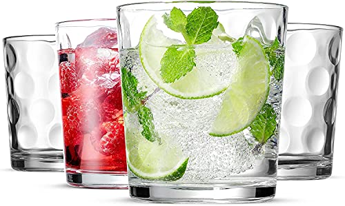 Set of 12 Elegant Everyday Stackable Drinking Glasses - Includes 4-17oz Highball Tumbler Glassware, 4-13oz DOF Rock Glasse...
