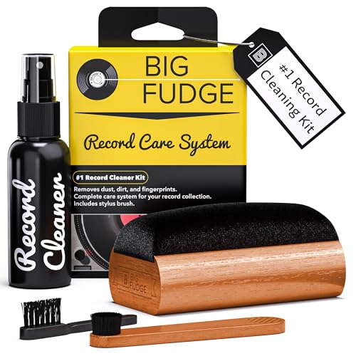 Big Fudge Vinyl Record Cleaning Kit - 4-in-1 Record Cleaner Solution - Includes Ultra-Soft Velvet Record Brush, Cleaning L...