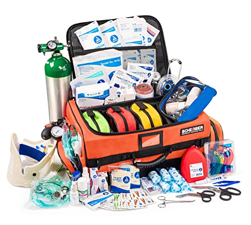 Scherber Fully Stocked First Responder Ultimate Professional EMT/EMS Trauma Kit | HSA/FSA Approved | w/10+ Compartments, Z...