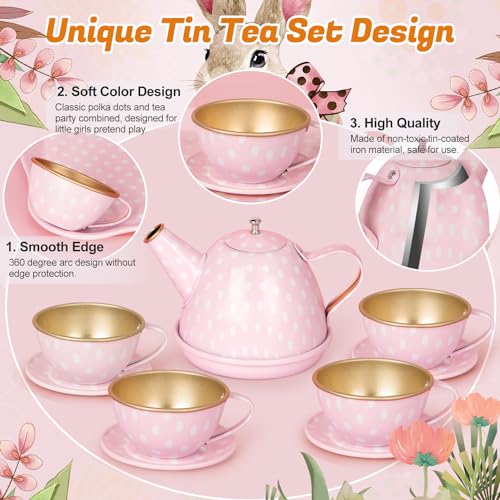 iAOVUEBY Tea Party Set for Little Girls, 49PCS Princess Tea Time Toys Including Tea Set Dessert Carrying Case, Kids Kitche...