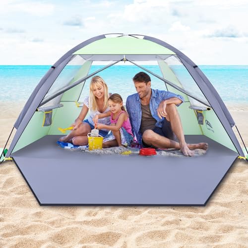 Happy Travel Beach Tent Sun Shelter for 3/4/5/6/7/8 Person, Portable UPF 50+ UV Protection Beach Shade Canopy for Family &...