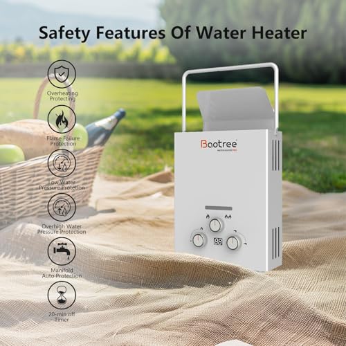 8L Tankless Water Heater Propane with Digital Display, 2.11 GPM Portable Instant Hot Gas RV Water Heater with Overheating ...