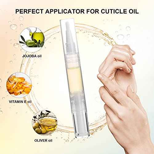 5 pack 5ml Transparent Twist Pen for Cuticle Oil Applicator, Empty Nail Oil Pen with Brush Tip, Eyelash Growth Liquid Tube, Cosmetic Lip Gloss Container (5x)