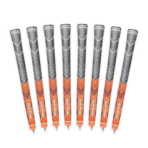 Golf Pride MCC Plus4 Golf Club Grip - All-Weather Hybrid Grip with Larger Lower Hand - Brushed Cotton Cord & Pebbled Texture - Orange
