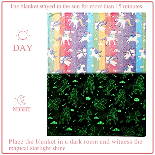 LIFEYJ Glow in The Dark Blanket Unicorns Gifts for Girls,Soft Blanket 3 4 5 6 7 8 9 10 Year Old Girl Gifts,Toddler Girls T...