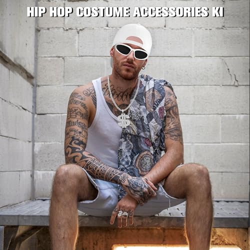 Goenb Solja Boy Hip Hop Costume Kit, Rapper Costume Accessories 80s 90s 2000s Hip Hop Costume Accessories for Men Women Adult