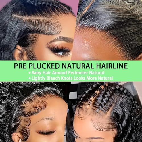 13x6 Deep Wave Lace Front Wigs Human Hair 200 Density HD Lace Front Wigs Human Hair Glueless Deep Curly Wig Frontal Wigs Human Hair Pre Plucked for Women 24inch