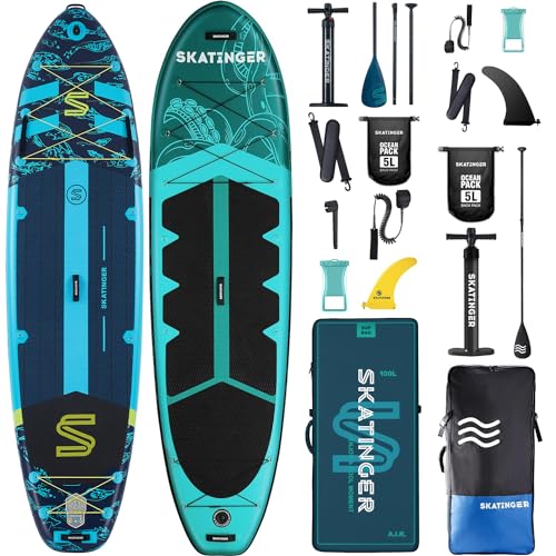 Skatinger Asiaticus & Octopus｜11'6"x35" & 11'x34 Super Wide Inflatable Stand Up Paddle Boards, All Accessories2, 100L Back...