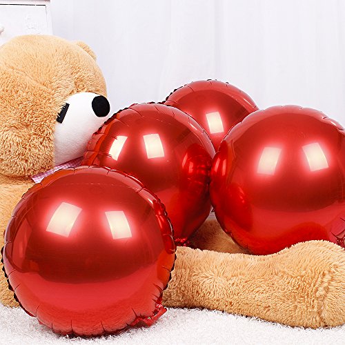 18" Red Round Shaped Foil Balloons Mylar Helium Balloons for Birthday Party Wedding Baby Shower Decorations, Pack of 20
