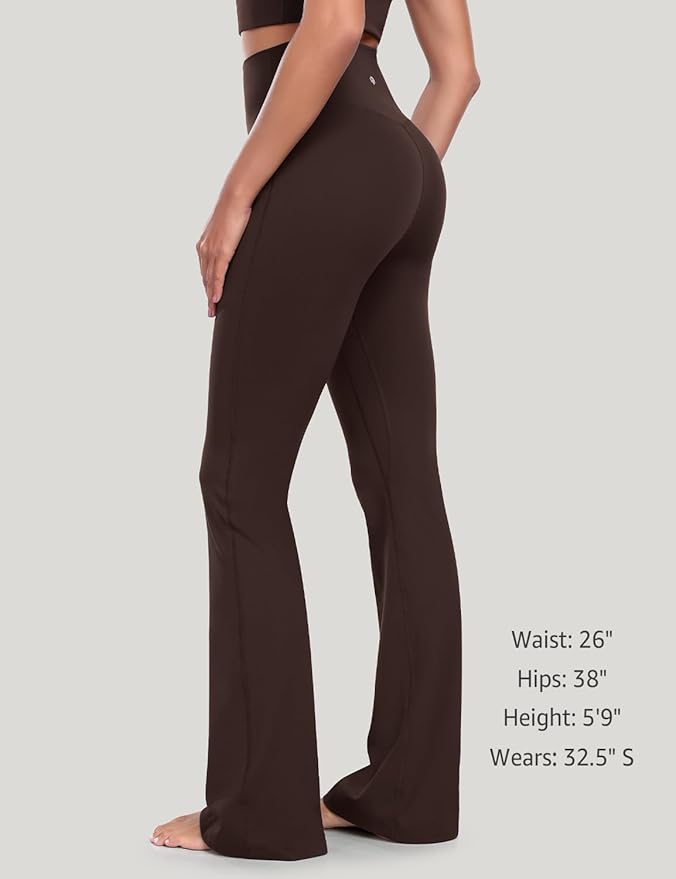HeyNuts Harmony Flare Leggings 29"/30.5"/32.5"/34.5", High Waisted Tummy Control Wide Leg Bootcut Yoga Pants Lounge Soft