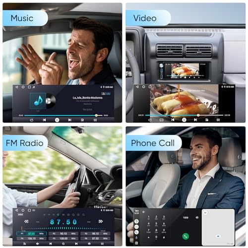 Single Din Touch Screen Radio - Car Stereo with Carplay & Android Auto 10 inch Adjustable Touchscreen Head Unit GPS Naviga...