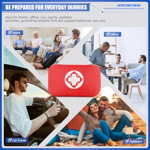 Mini Travel First Aid Kit, Emergency Kit with 201PCS First Aid Supplies and Waterproof Compact Bag, Survival Medical Kit f...