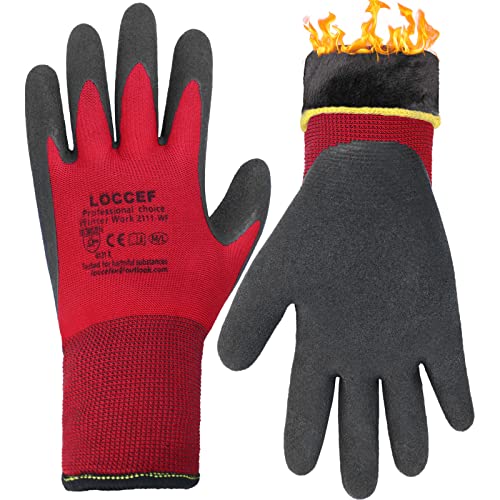 LOCCEF 2 Pairs Winter Work Gloves for Men and Women, Freezer Gloves for Work Below Zero, Thermal Insulated, Super Grip