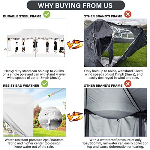 COBIZI 10x20 Pop Up Canopy with 6 Sidewall,Heavy Duty Canopy UPF 50+ All Season Wind Waterproof Commercial Outdoor Wedding...