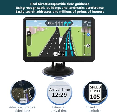 7-Inch Touch Screen GPS Navigation for Car, Truck and RV with 2025 Maps - Speed and Red Light Warning Alerts - Free Lifeti...