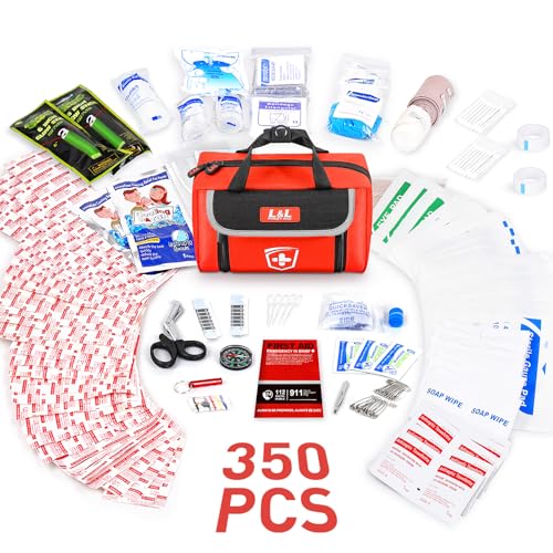 First Aid Kit for Car, 350 Piece Survival Gear and Supplies for Car Home Travel Hiking, First Aid Kit Survival Kit, Waterp...