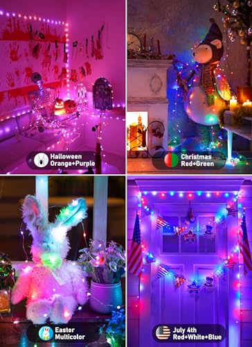 Minetom Fairy Lights Color Changing - 33FT 100 LED String Light with Remote, 16 Single Colors & 6 Holiday Colors,12 Modes,...
