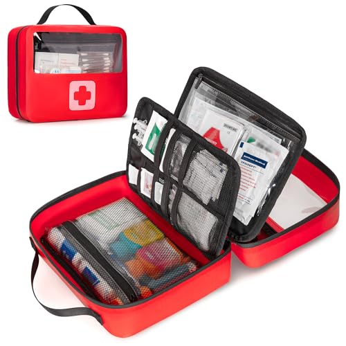 Marscamd Waterproof Empty First Aid Bag with a Detachable Panel, Small Medical Bag with Molle System, Red (Bag Only)