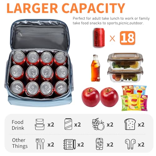 NOL Natural Organic Lifestyle Fully-Insulated Lunch Bags for Women & Men, Lightweight Nylon Cooler Bag for Adult Meal with...