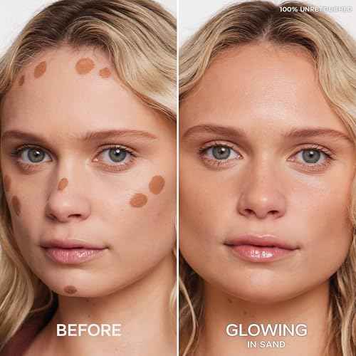 Saie Dew Bronze - Hydrating Liquid Bronzer Stick For a Sun Kissed Glow - Liquid Contour Stick Infused with Nourishing Skin Care Ingredients - Sculpted Face Makeup Essential - Sand (0.4 oz)