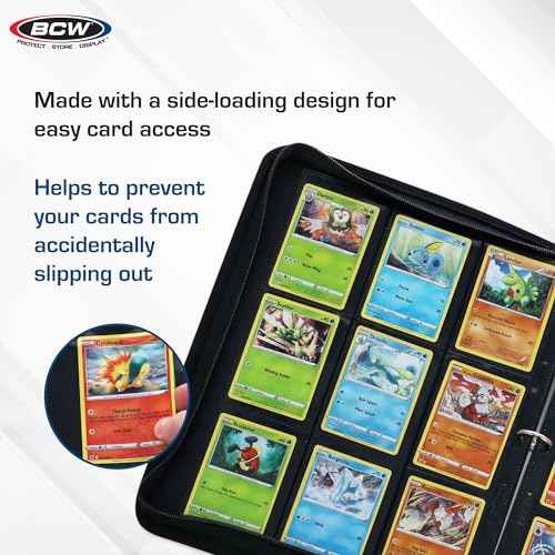 BCW Double-Sided 9-Pocket Pages Holder - 50 Black Pages | Trading Card Binder Sheets | Secure Side Loading | Ideal Card Storage and Display Solution