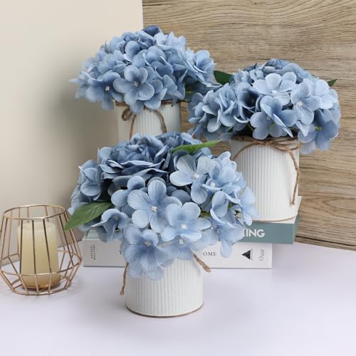 DIYDOFUN Flower Table Centerpieces - Set of 6 Floral Arrangement Artificial Wedding Hydrangeas Floral Arrangement with Rus...