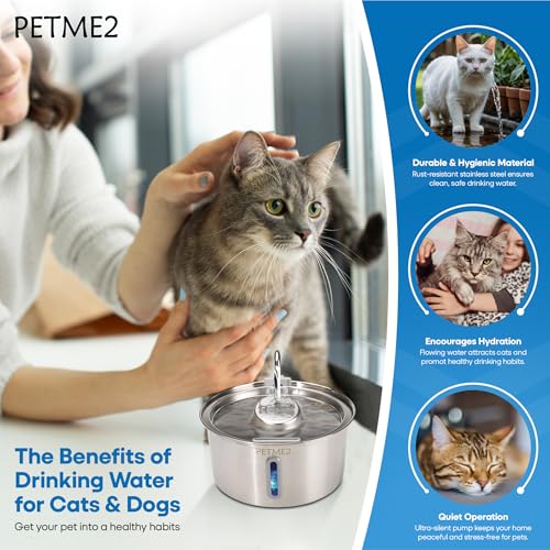 Luxury Smart Pet Fountain 2026 – 3.2L/108oz Stainless Steel Automatic Cat & Dog Water Fountain, Indoor Pet Water Dispenser...