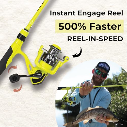 Lunkerhunt Aux Spinning Reel Combo | Medium Heavy Spinning Rod Combo | Yellow Lightweight Carbon Body | Unique Smooth Reel...