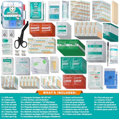 General Medi 420 Pieces Professional First Aid Kit - HardCase First Aid Box - Contains Premium Medical Supplies for Trave...