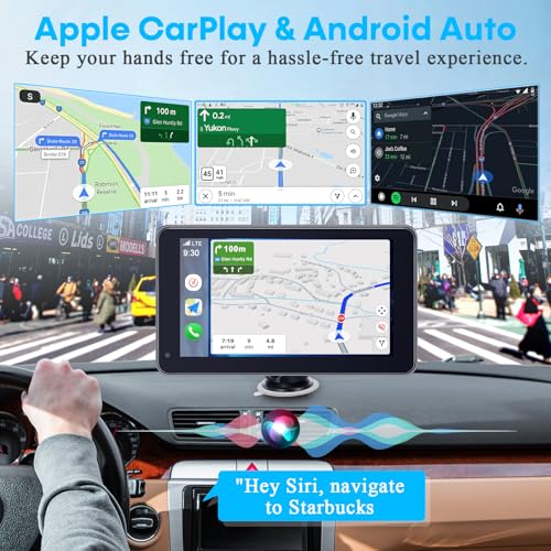 Carplay for Apple Portable Car Screen: Easy Setup 7 Inch Android Auto - Wireless Car Play Touchscreen with GPS Navigation,...