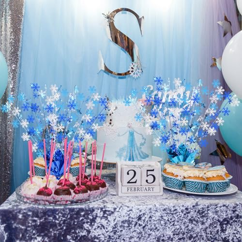 Ceenna 3 Pcs Winter Wonderland Decoration Snowflake Table Decorations Winter Metallic Gleam Foil Spray Centerpieces Christ...