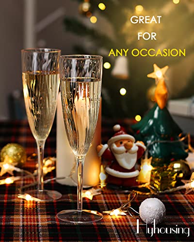 HyHousing 6 Oz Clear Plastic Champagne Glasses 16 Pack, Hard Disposable Plastic Champagne Flute Ideal for Home Daily Life ...